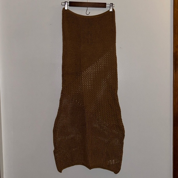 PrettyLittleThing Tan Crochet Maxi Beach Skirt Medium NWT - Picture 1 of 5